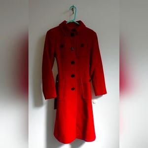 Zara Woman red pea coat with belt size XS